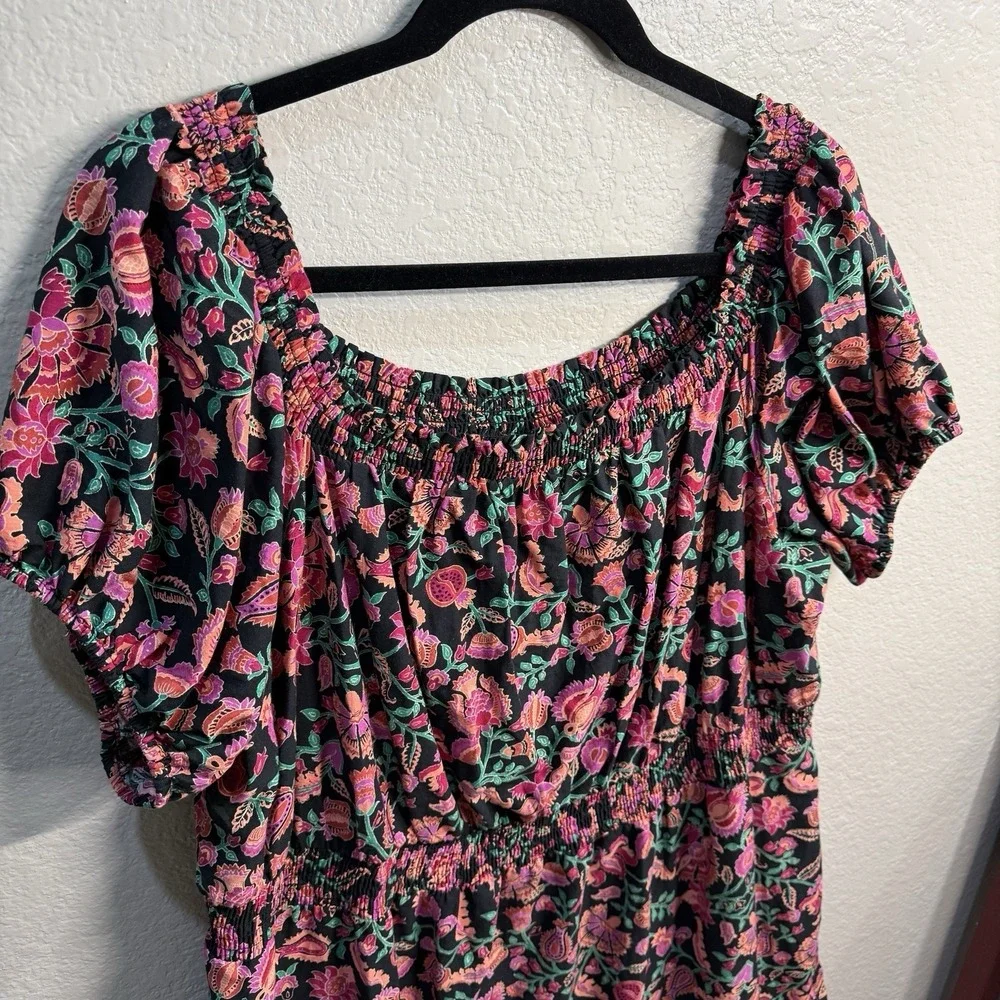 Knox Rose Maxi Dress 3X Boho Tiered Floral Puff Sleeve Pockets Cottagecore Flowy